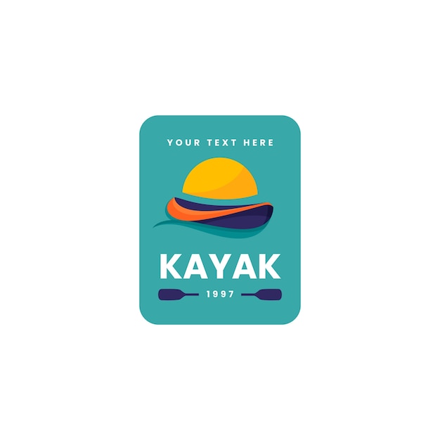Vector gratuito plantilla de logotipo de kayak deportivo de diseño plano