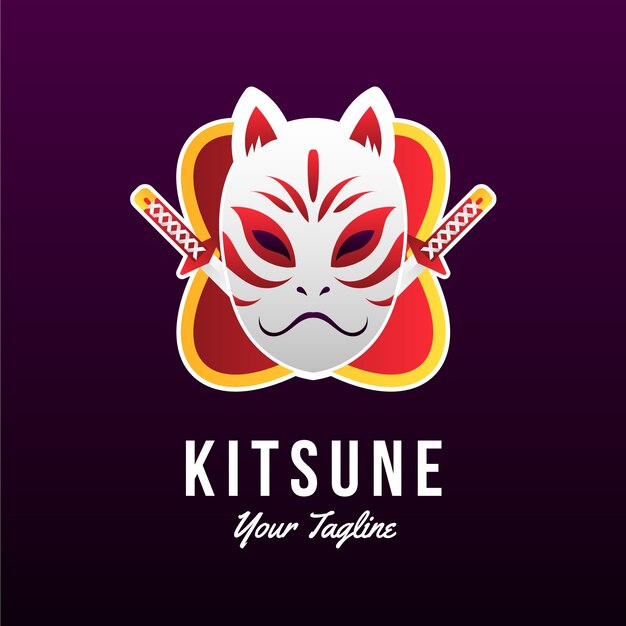 Plantilla de logotipo de kitsune degradado