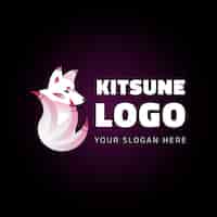 Vector gratuito plantilla de logotipo de kitsune degradado
