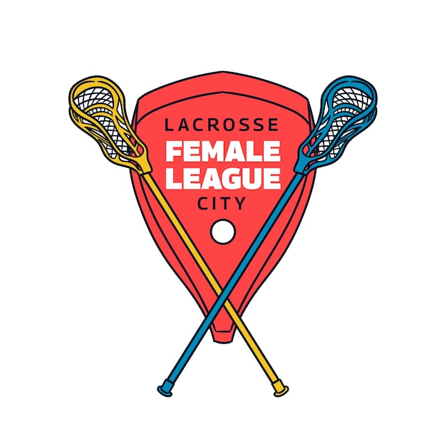 Plantilla de logotipo de lacrosse dibujado a mano