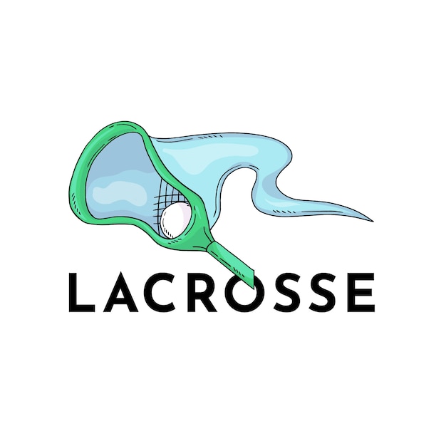 Plantilla de logotipo de lacrosse dibujado a mano