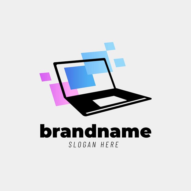 Plantilla de logotipo de laptop degradado creativo