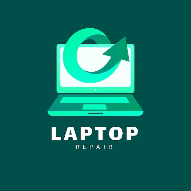 Plantilla de logotipo de laptop degradado creativo