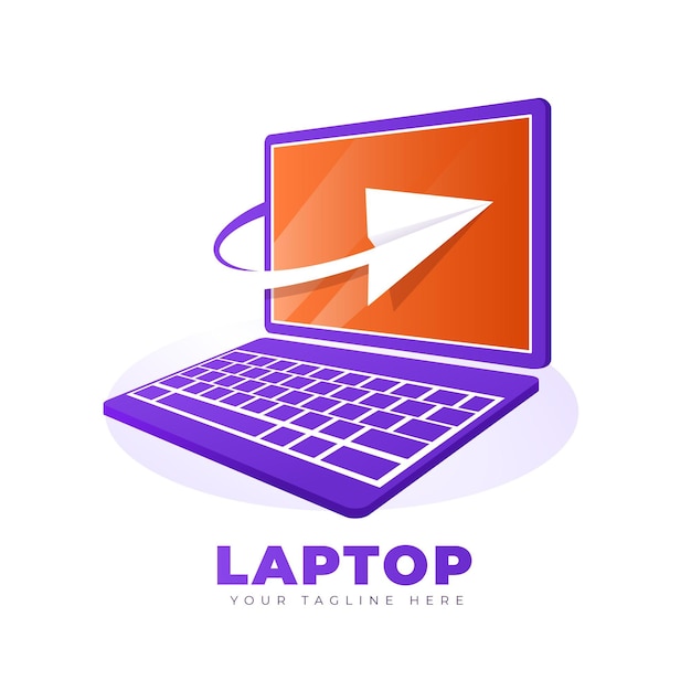 Vector gratuito plantilla de logotipo de laptop degradado