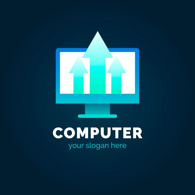 Plantilla de logotipo de laptop degradado