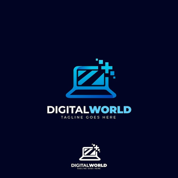 Plantilla de logotipo de laptop degradado