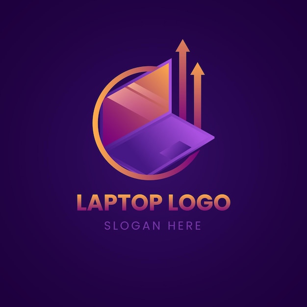 Vector gratuito plantilla de logotipo de laptop degradado