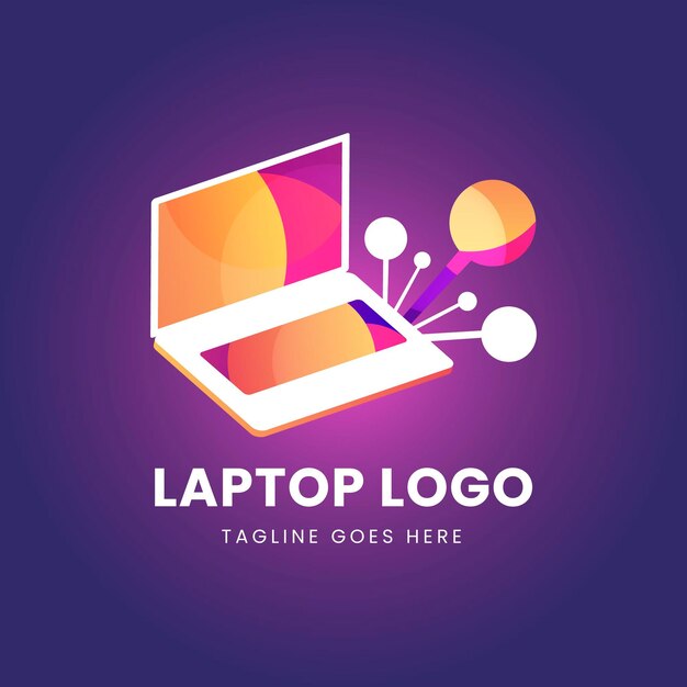 Plantilla de logotipo de laptop degradado
