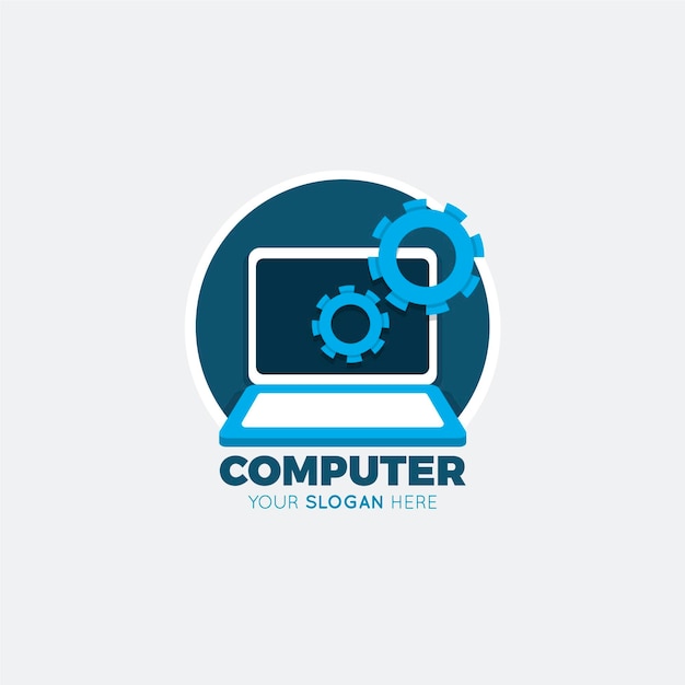 Plantilla de logotipo de laptop de diseño plano