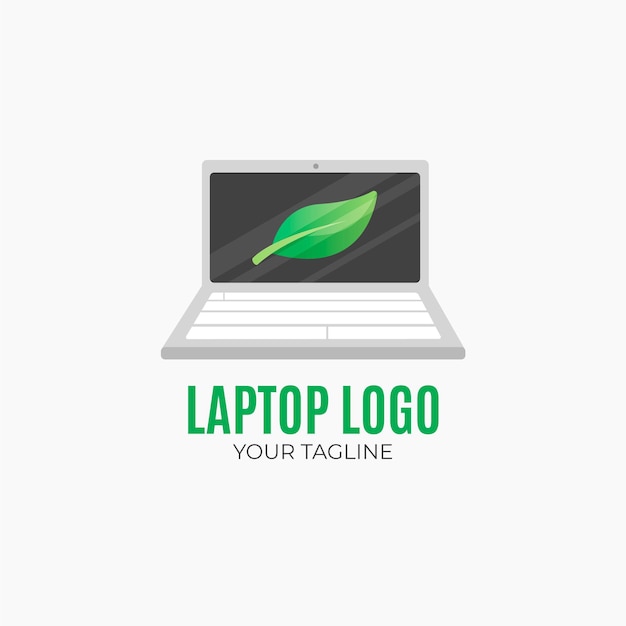 Plantilla de logotipo de laptop de diseño plano