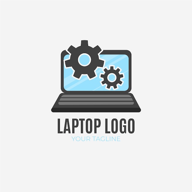 Plantilla de logotipo de laptop de diseño plano