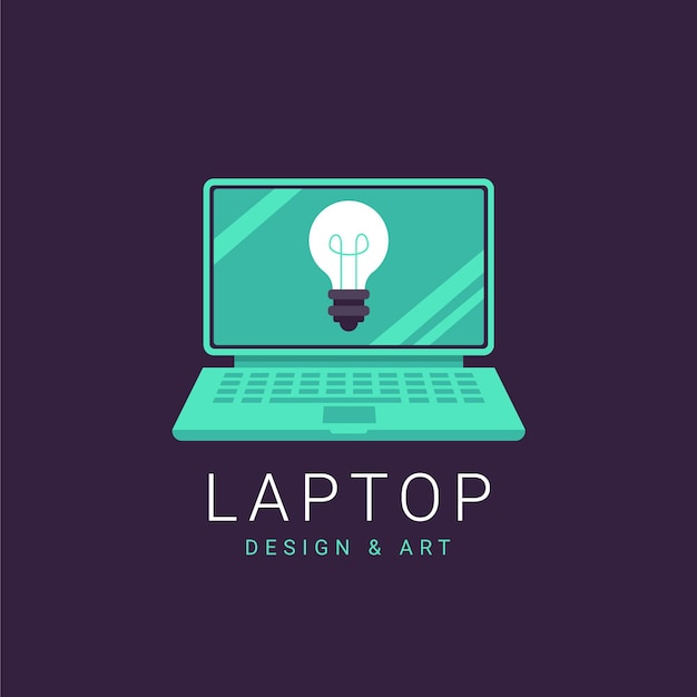 Vector gratuito plantilla de logotipo de laptop de diseño plano