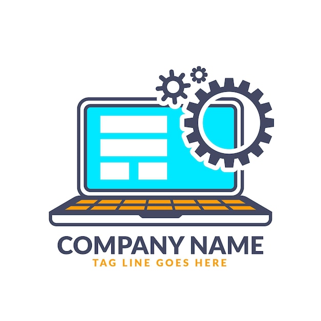 Plantilla de logotipo de laptop de diseño plano