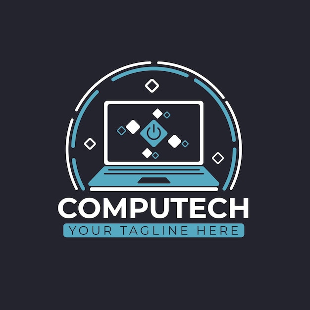 Plantilla de logotipo de laptop de diseño plano
