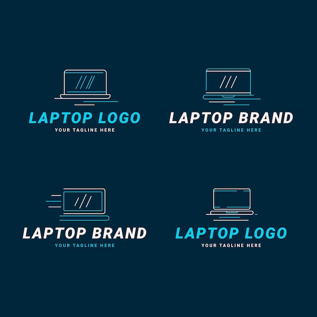 Plantilla de logotipo de laptop plana lineal