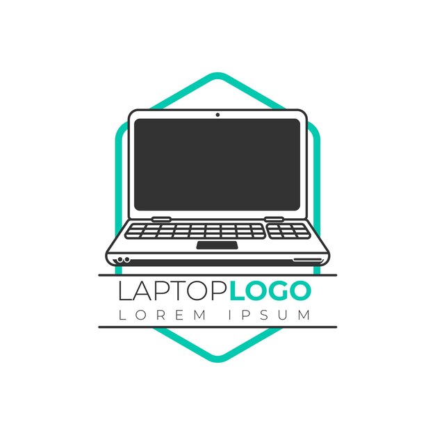 Plantilla de logotipo de laptop plana