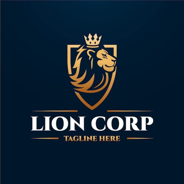 plantilla de logotipo de león gradiente con corona