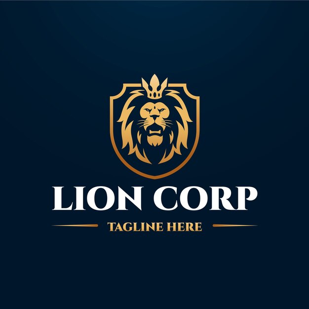 plantilla de logotipo de león gradiente con corona