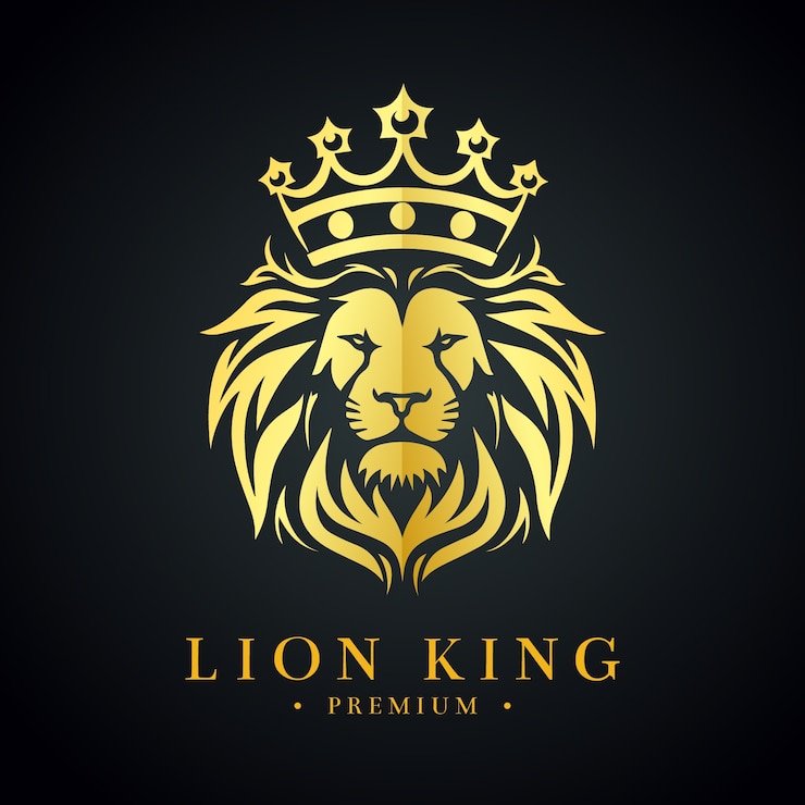Vector gratuito plantilla de logotipo de león gradiente con corona