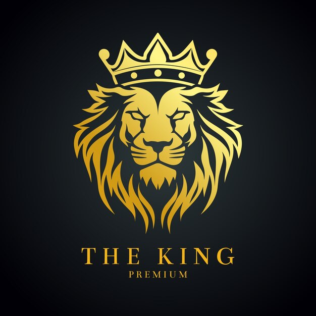 plantilla de logotipo de león gradiente con corona