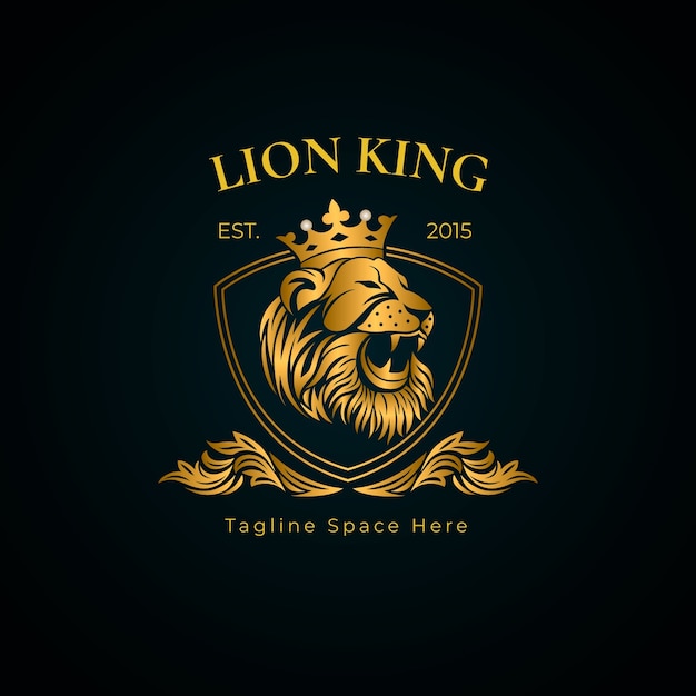 plantilla de logotipo de león gradiente con corona