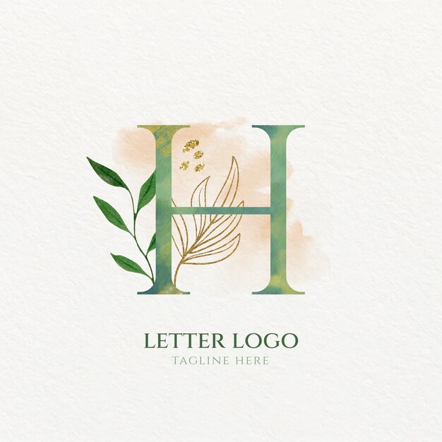 Plantilla de logotipo de letra h acuarela