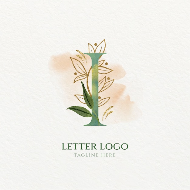 Plantilla de logotipo de letra i acuarela