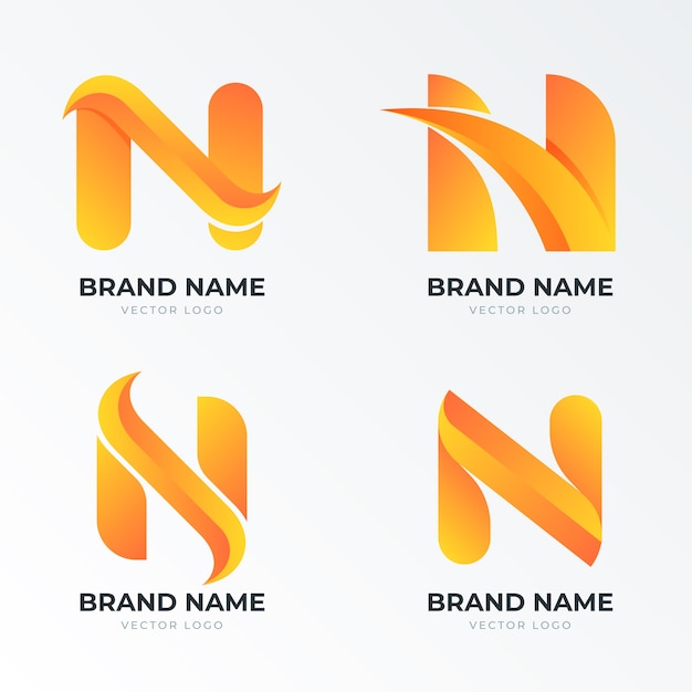 Vector gratuito plantilla de logotipo de letra n degradado