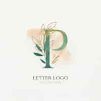 Vector gratuito plantilla de logotipo de letra p acuarela