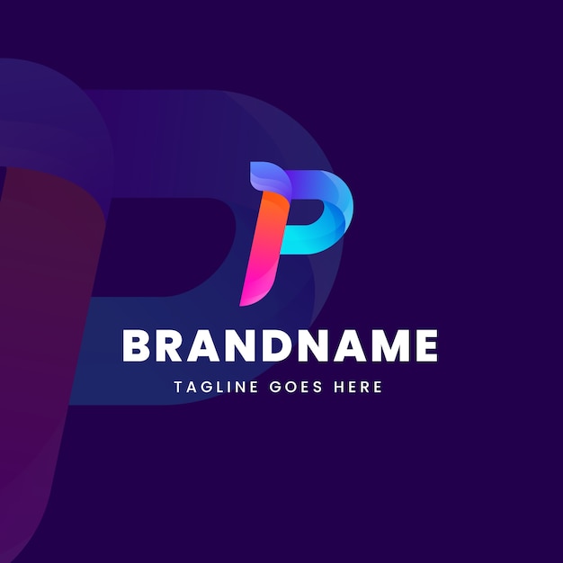Plantilla de logotipo de letra p degradado
