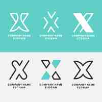 Vector gratuito plantilla de logotipo de letra x de diseño plano