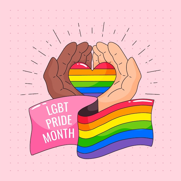 Plantilla de logotipo lgbt dibujado a mano del mes del orgullo