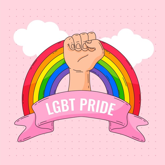 Plantilla de logotipo lgbt dibujado a mano del mes del orgullo
