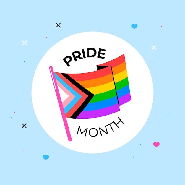Plantilla de logotipo lgbt dibujado a mano del mes del orgullo