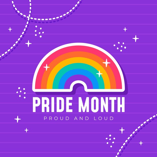 Plantilla de logotipo lgbt del mes del orgullo plano
