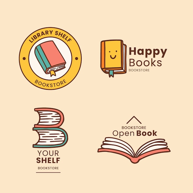 Vector gratuito plantilla de logotipo de librería dibujada a mano