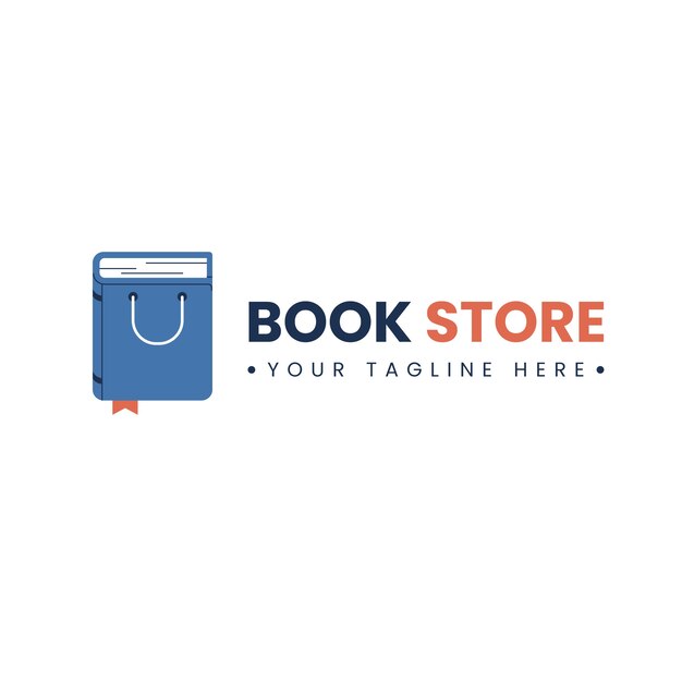 Plantilla de logotipo de librería de diseño plano dibujado a mano