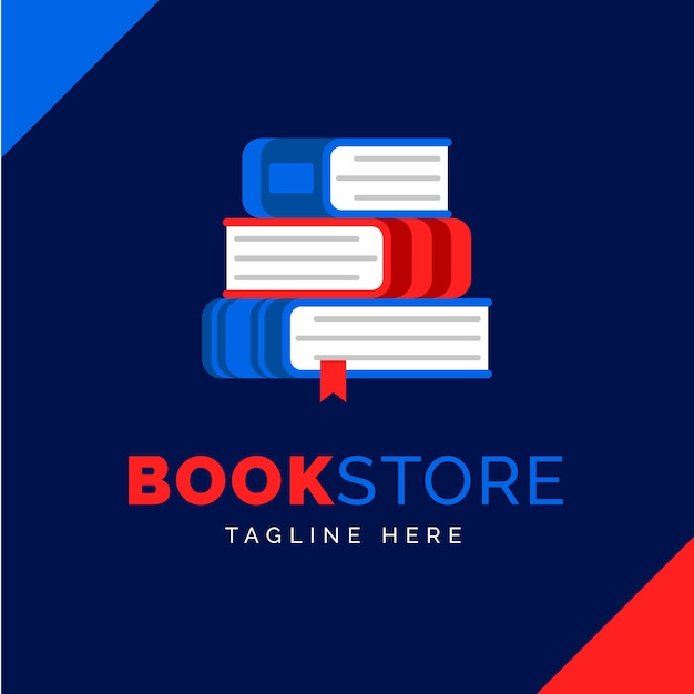 Plantilla de logotipo de librería de diseño plano