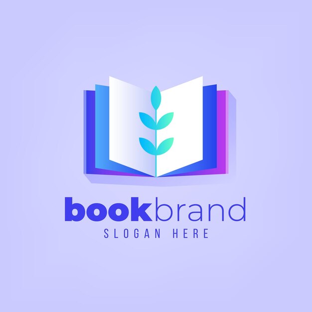 Plantilla de logotipo de libro degradado