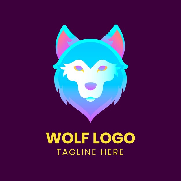 plantilla de logotipo de lobo degradado