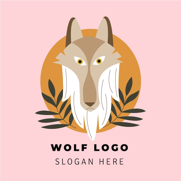 Vector gratuito plantilla de logotipo de lobo dibujado a mano