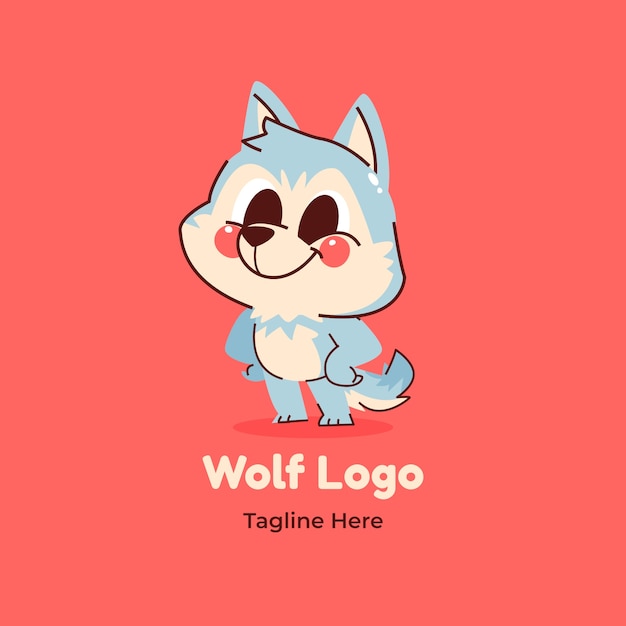 Vector gratuito plantilla de logotipo de lobo dibujado a mano