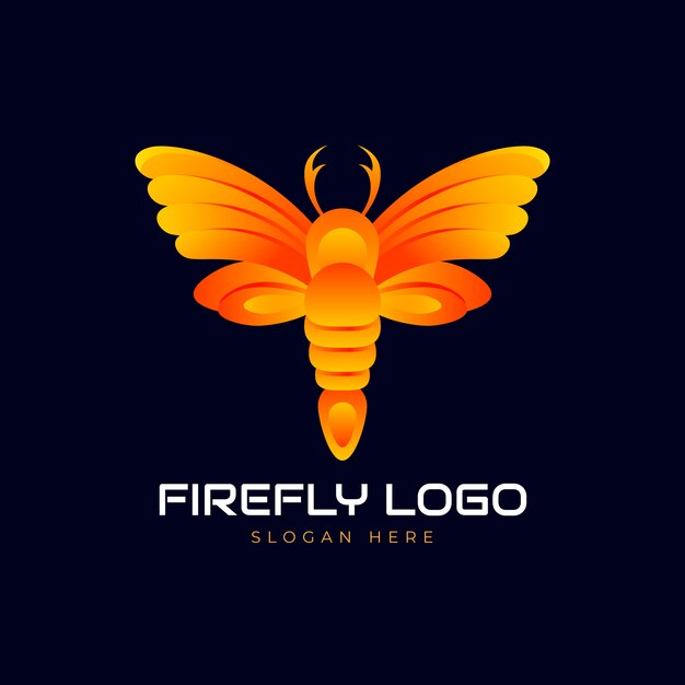 Plantilla de logotipo de luciérnaga de color degradado