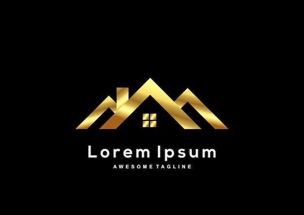La plantilla del logotipo de lujo Real Estes de color oro