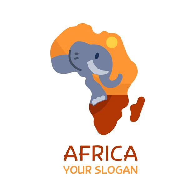 Plantilla de logotipo de mapa de elefante de África