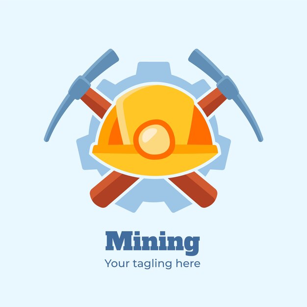 Plantilla de logotipo de minería dibujada a mano