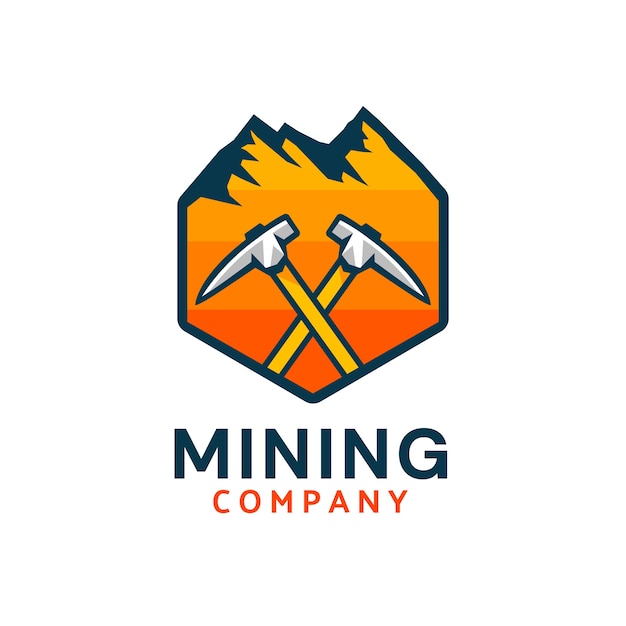 Plantilla de logotipo de minería dibujada a mano