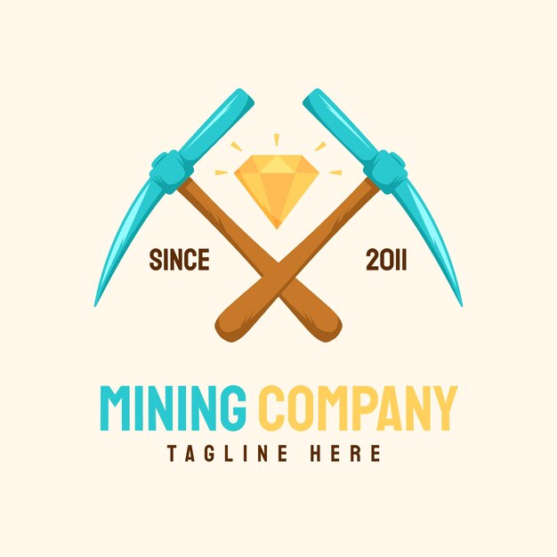 Plantilla de logotipo de minería dibujada a mano