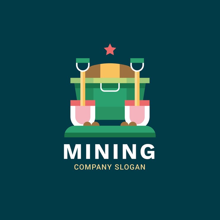 Vector gratuito plantilla de logotipo de minería de diseño plano