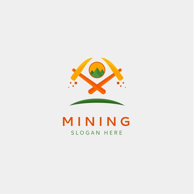 Plantilla de logotipo de minería de diseño plano
